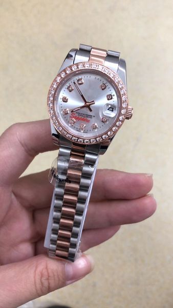 

2020 new gold stainless steel strap women's diamond datejust watch automatic mechanical design watch 32mm dial sapphire glass luxury wa, Slivery;brown