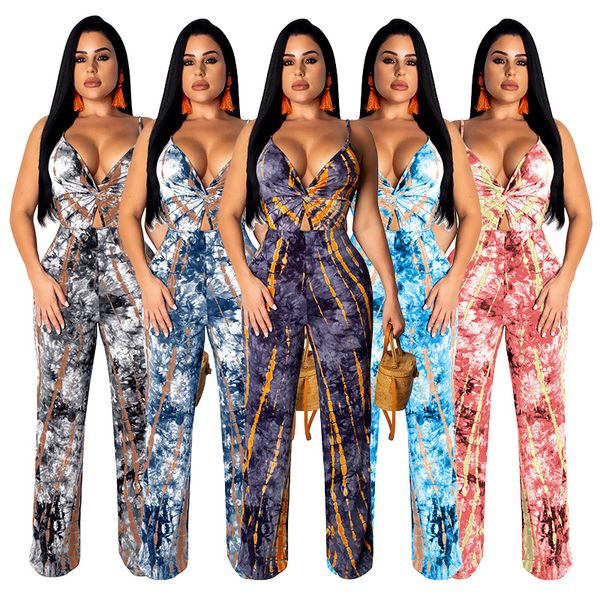 

women jumpsuit rompers printed backless spaghetti strap sleeveless playsuit v neck full length casual overalls, Black;white