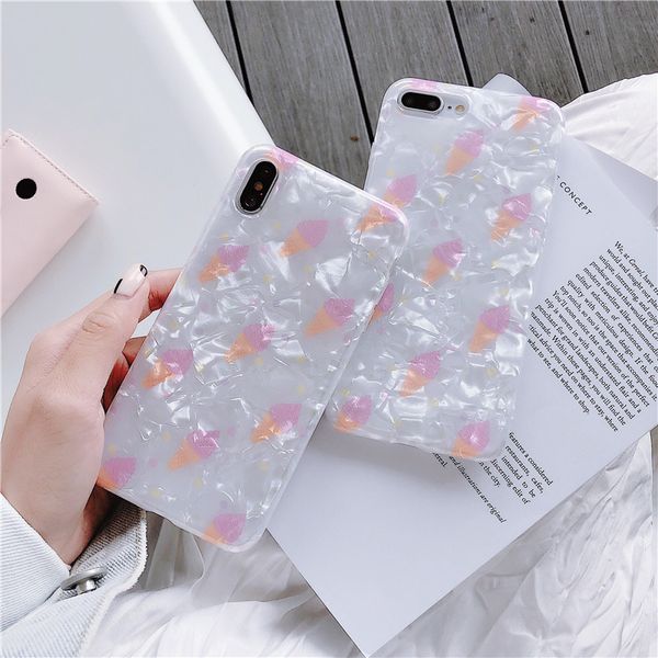 

for iphone xr xs max phone case shell ice cream illustration 6 7 8 x plus translucent imd soft tpu cell phone cases