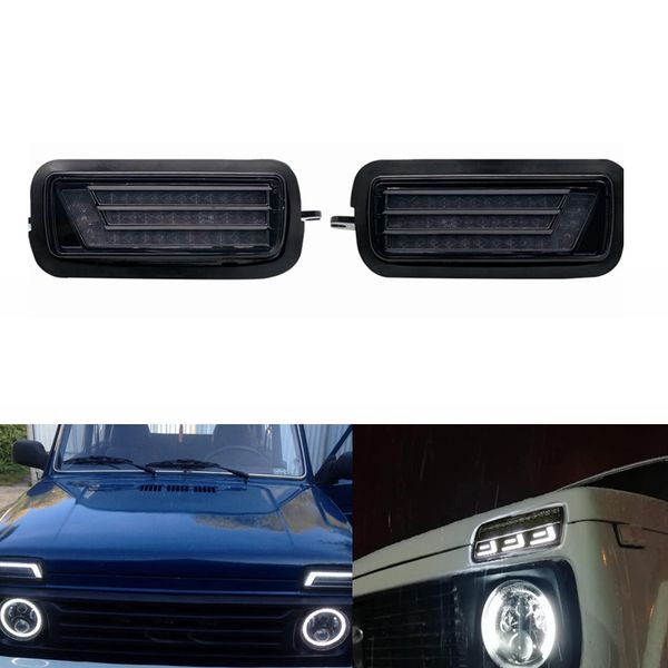 

2pcs led daytime running light for lada niva 4x4 1995+ with drl turn signal light car headlight