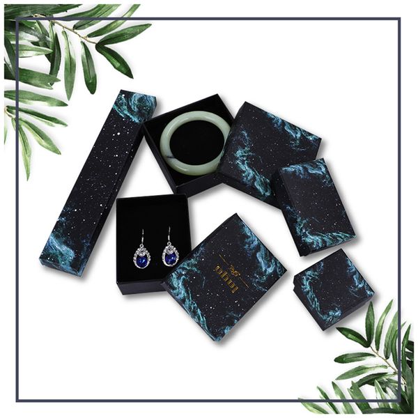 

[ddisplay]ins style starry night jewelry box glamour ring boxes monthly earring small jewelry display starry sky necklace package box, Black;white