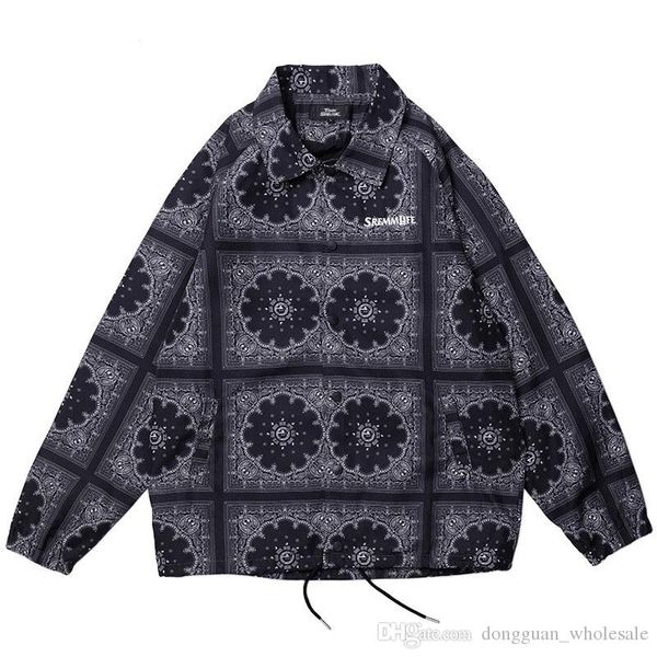 

2019 mens hip hop jacket streetwear vintage pattern embroidery harajuku retro windbreaker jacket fashion autumn jackets coat, Black;brown