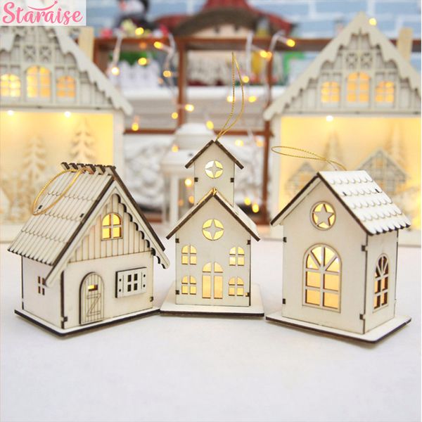 

staraise wood house led light for christmas tree decorations diy hanging ornament christmas tree ornaments xmas pendant new year