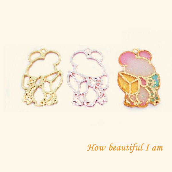 

7pcs squirrel cat cute animals resin frame pendant open bezel handmade bracelet necklace earring diy jewelry making, Blue;slivery