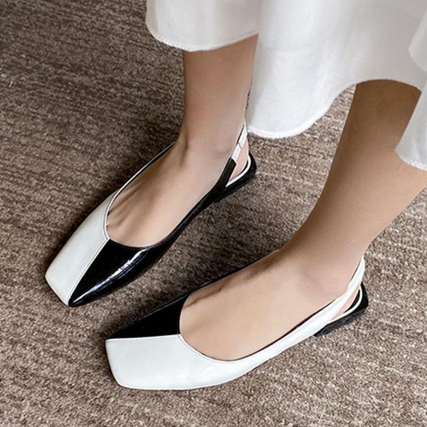 

sarairis new arrivals fashion genuine leather square toe slingback summer skin sandals women's shoes woman, Black