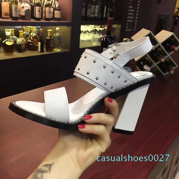 

new arrivals luxury women sandal thrill heels 9.5cm women unique designer pointed toe dress wedding shoes letters heel sandals 27c, Black