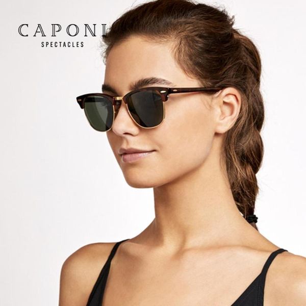 

caponi polarized sunglasses men women popular brand classic design sun glasses coating lens shade rimless classic eyewear cp3101, White;black