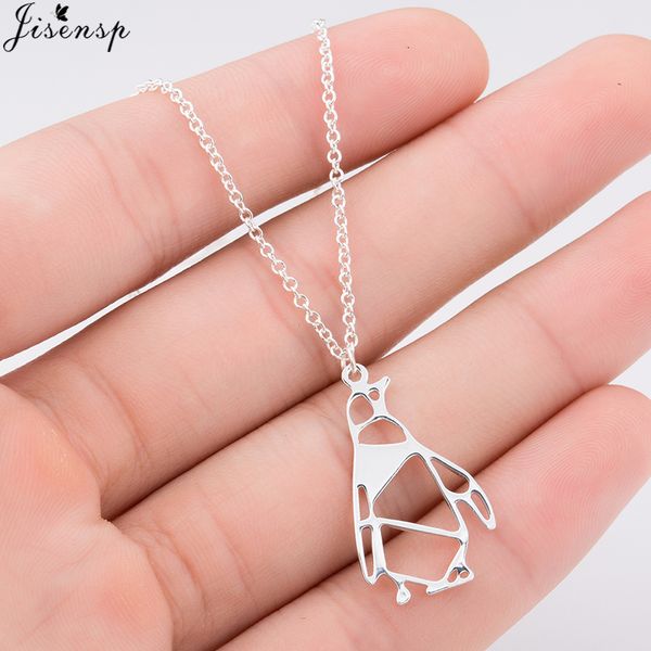 

jisensp necklace 2019 lucky origami penguin necklace for kids girls lovely vivid animal penguin pendant trendy jewelry, Silver
