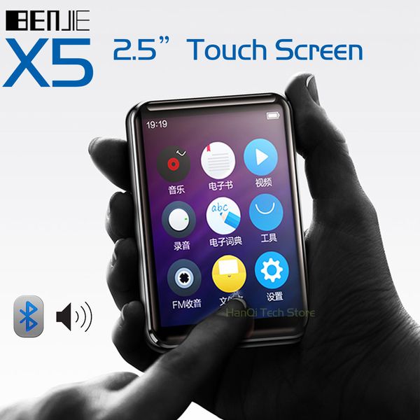 

benjie x5 full touch screen bluetooth mp3 player 8gb 16gb portable music player with built-in speaker fm radio recorder e-book