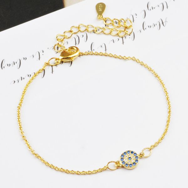 

round eye inlay blue cz bracelet bangle for women silver/gold plated link chain cuff jewelry gift dropshipping, Black