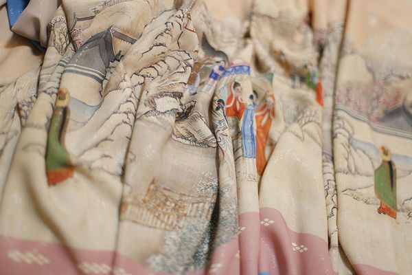 

chinese classic styles fabric a dream of red mansions snow scenes painting purple fabric for dress costumes curtain decor, Black;white