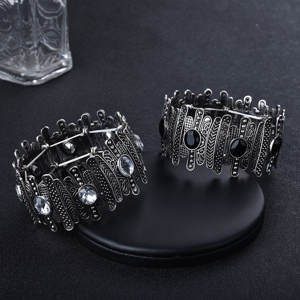 

joyme new wide vintage wrap bracelets & bangles women adjustable strand retro marcasite bracelet with crystal statement boho, Golden;silver