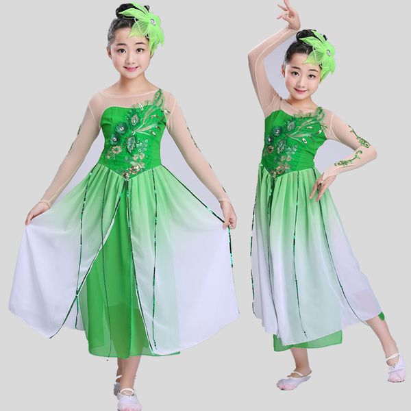 

stage wear children's classical dance costumes girls ancient performance chinese costume, Black;red
