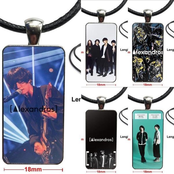 

glass cabochon jewelry steel color with long pendant choker rectangle necklace for women gift japanese rock music alexandros, Silver