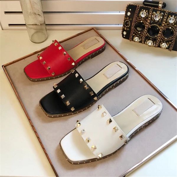 

luxury designer slippers sandal women summer print leather upscale plain sandals novelty slippers beach casual shoes flip flops, Black