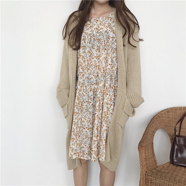 

сделать контроль качества в цю дон хан издание свободные длинные чистый кардиган свитер пальто женщина, White