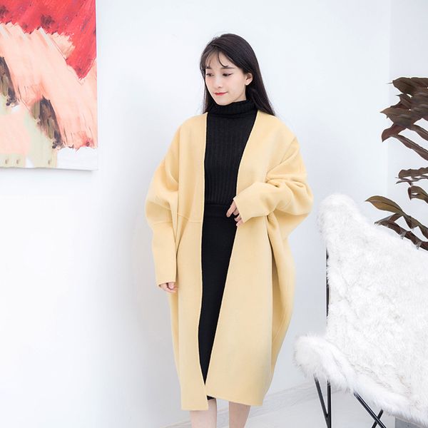 

long double faced woolen coat on both sides, Black