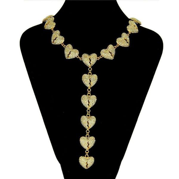 

yd&ydbz new broken heart long necklace women hip hop pendant necklaces gold and silver heart accessories wedding jewelry choker
