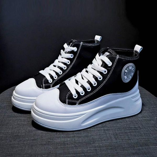 

sneakers female 2019 new autumn tide shoes net white wild korean version of the muffin platform womens breathable high-canvas shoes t07, Black