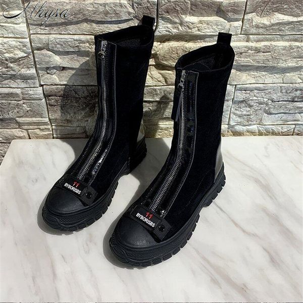 

mhysa 2019 suede front zip women's new cotton padded boots round head in autumn and winter winter boots women women l1002, Black