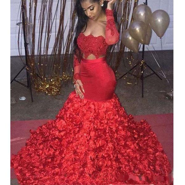 

red prom dresses sheer jewel neck long formal evening dress hand made flower ladies lace appliqued party pageant gowns, Black