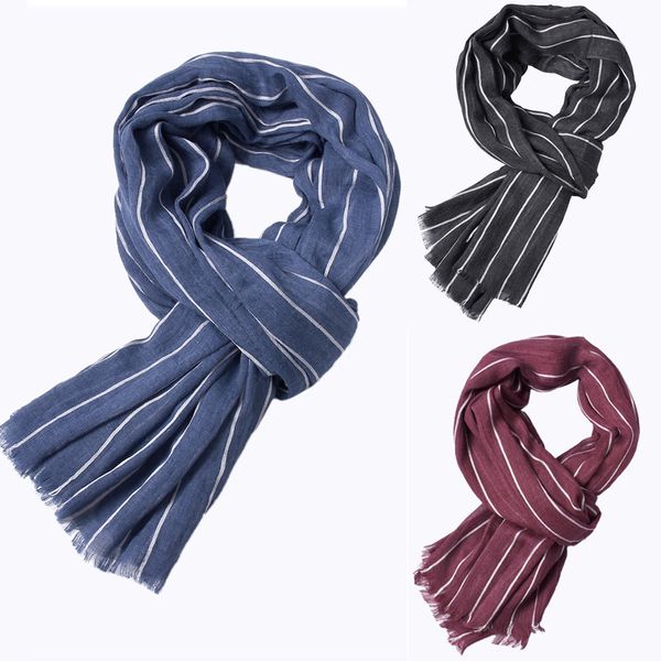 

2018 winter men classic shawl fringe stripe tassel striped long soft warm scarf length 100cm-135cm, Blue;gray