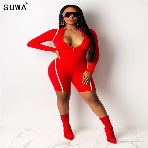 

shorts lady playsuits long sleeve skinny catsuits club party shorts sports playsuits, Black;white