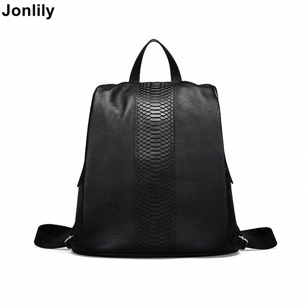 

jonlily women's genuine leather school backpack fashion shoulderbag girl's elegent tote purse travel camping daybag -kg114