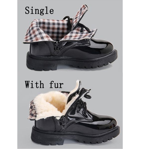 

2019 winter new children shoes pu leather waterproof martin boots for boys girls rubber fashion snow boots kids sneaker, Black;grey
