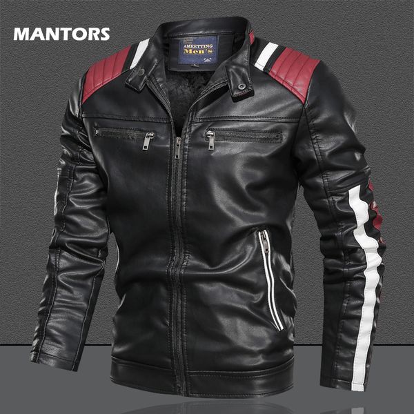 

autumn winter leather jacket men 2019 pu jacket coats street slim fit bomber casual men's fleece warm coat drop shipping, Black;brown
