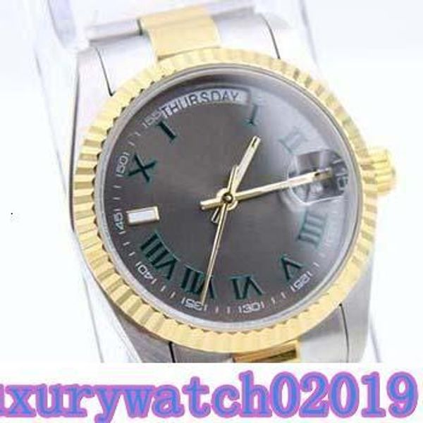 

2018 sell 2- tone green roman number mensstainless steel watches automatic mechanical watch date stainless steel men 116333 wristwatch, Slivery;brown