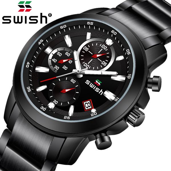 

swish new product men's fashion watches men sport waterproof all steel quartz watch man clock wrist watches relogio masculino, Slivery;brown