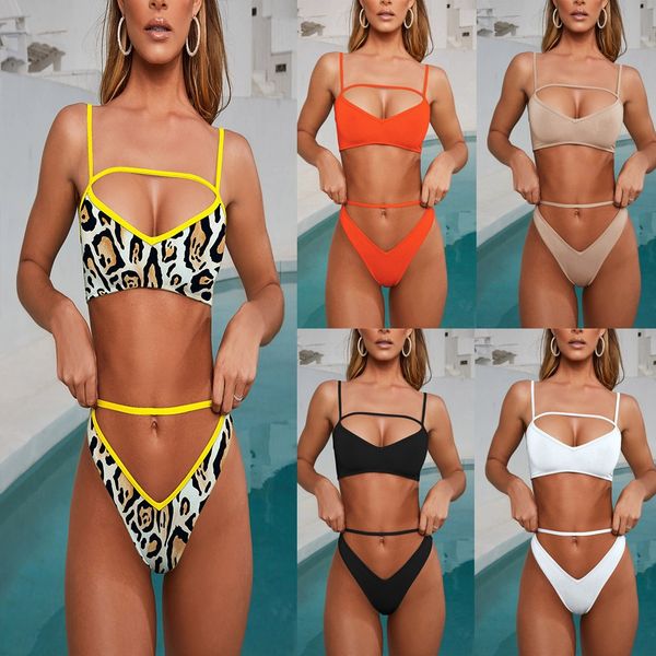 

2019 simple multicolor women's split 2019 simple multicolor women's split swimsuit bikini swimsuit bikini, White;black