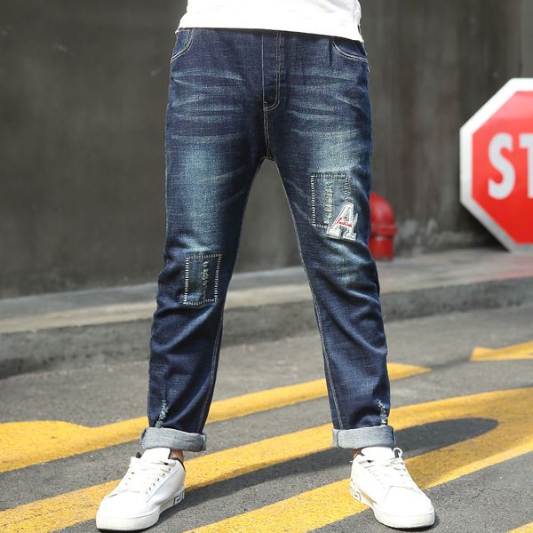 

2019 fashion teen boy jeans for teenagers spring fall children's denim trousers kids teenage boys clothing 2 3 to 10 14 15 years, Blue