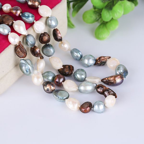 

natural freshwater pearl sweater chain long necklace female near round double versatile high-end personality fashion atmosphere, Silver