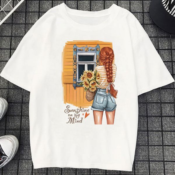 

summer new arrival 2019 harajuku kawaii trip aesthetic vintage white couple t shirt women vogue casual print short sleeve top