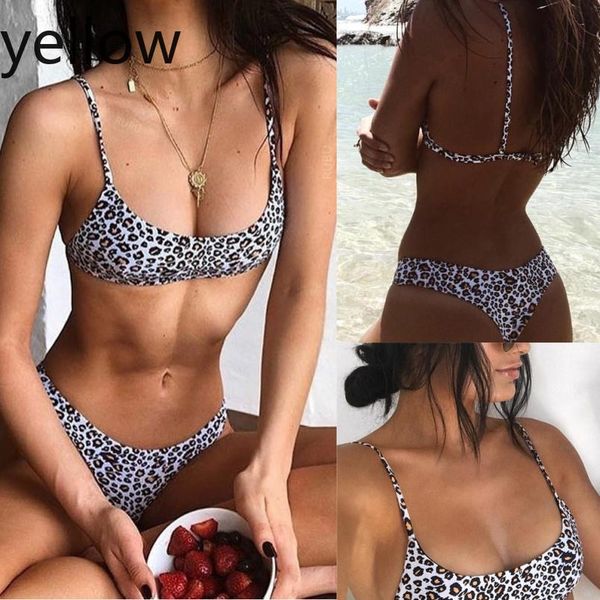 

новое прибытие женщины leopard набор push-up bra проложенного пляж бикини set купальник купальники заточка женского купальники sexy biquini, White