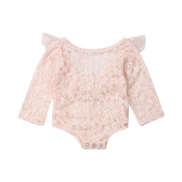 

fashion newborn baby girl solid lace long sleeve backless floral bodysuit jumpsuit summer outfits clothes 0-24m, Blue