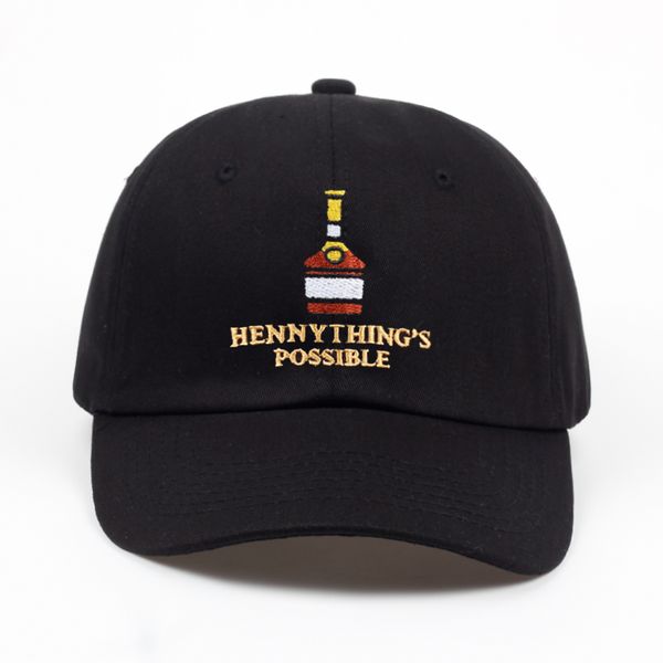 

2019 new henny wine bottle embroidery dad hat men women baseball cap adjustable hip-hop snapback cap hats, Blue;gray