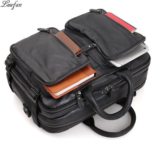 

men business briefcase soft genuine leather man laphandbag 3 use multifunctional cowhide shoulder messenge bag for male tote cj191201