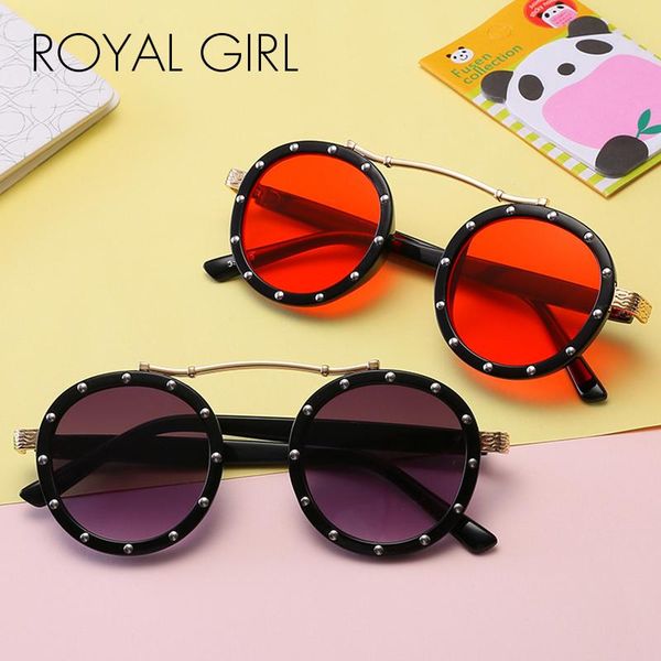 

royal girl fashion round punk kids sunglasses vintage children personality rivet decoration sun glasses eye goggle for kid ss743 unvlq, Blue