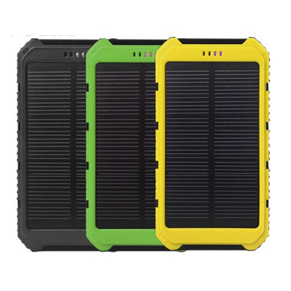 

new style full 20000mah power bank ultra-thin waterproof solar power banks 2a output cell phone portable charger solar powerbank