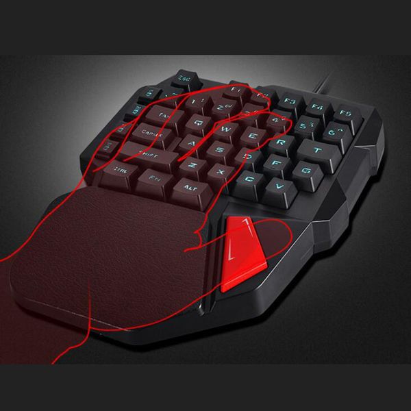 

kenelc professional wired game keypad colorful rgb led usb cable backlight 38 keys one-handed keyboard with hand rest