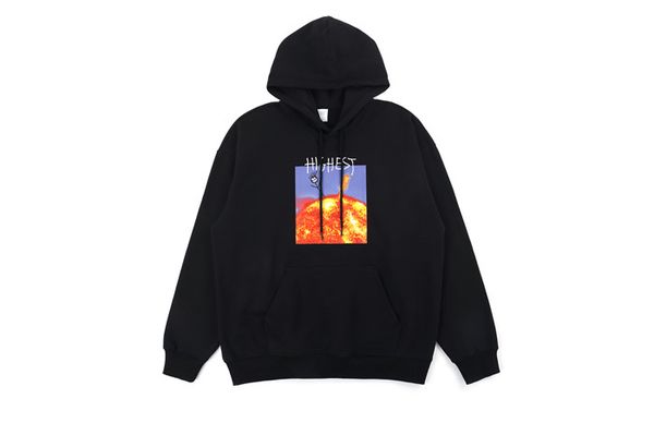 

new arrivals men and woman fashion brand fire printed hoodie loose-fitting hoodie hip hop sweatshirt thin pullover coats size m-xl, Black