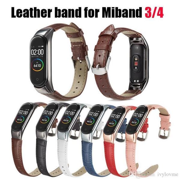 

for xiaomi mi band 3/4 strap genuine leather watch band replacement for mi band 3 wristband watches straps smart accessories