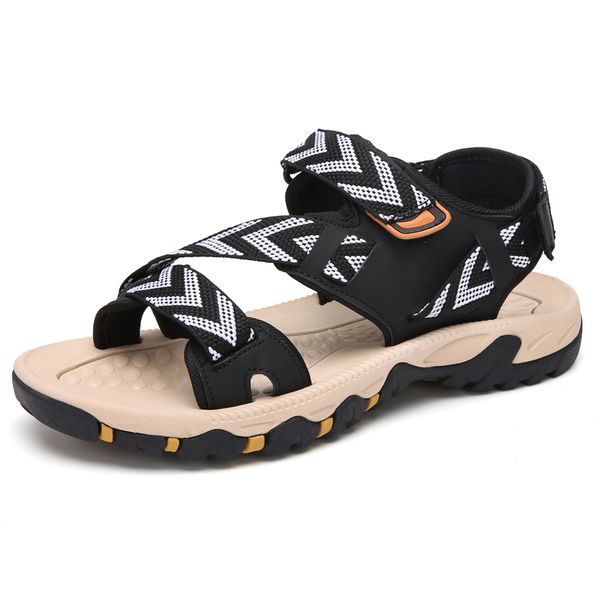 

summer shoes men sandals for man comfortable hook and loop casual shoes male lightweight comfortable outdoor, Black
