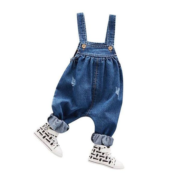 

toddler denim jumpsuit for newborn boy kids suspender trousers overalls for baby girls children loose baggy jeans spring 2019, Blue