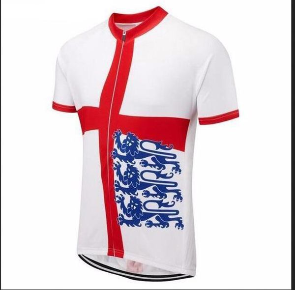 

england jersey cycling short-sleeve men red white cycling jersey team clothing wear full zip summer, Black;red