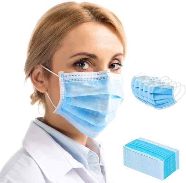

dhl ship mask non woven face3 layers earloop dust face masks mouth er blue mask qdv3