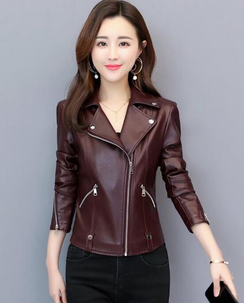 

women europe and the united states spring and autumn business british new style trend boutique show slim slim short sheep leather coat m-4xl, Black